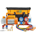 Kit Pompe à Vide Climatisation 3 CFM 180 W 0,8 Pa Manomètre R134A R410A R407C 3 Tuyaux 150 cm Raccords Adaptateurs