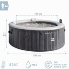 Spa gonflable Pure Spa Baltik 28440NP 4 places 795 L 140 jets 220 V PVC rond gris 196 x 196 x 71 cm filtration 1,7 m³/h