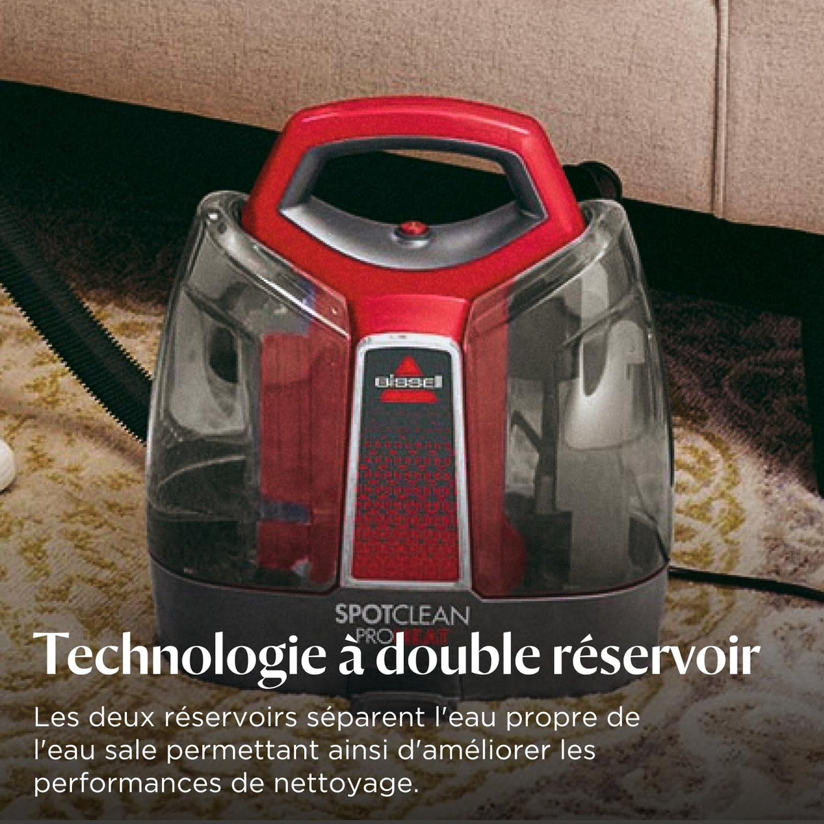 Shampouineuse pour tapis et tissus SpotClean ProHeat 36988 330 W 1,1 L double réservoir tuyau de 1,5 m