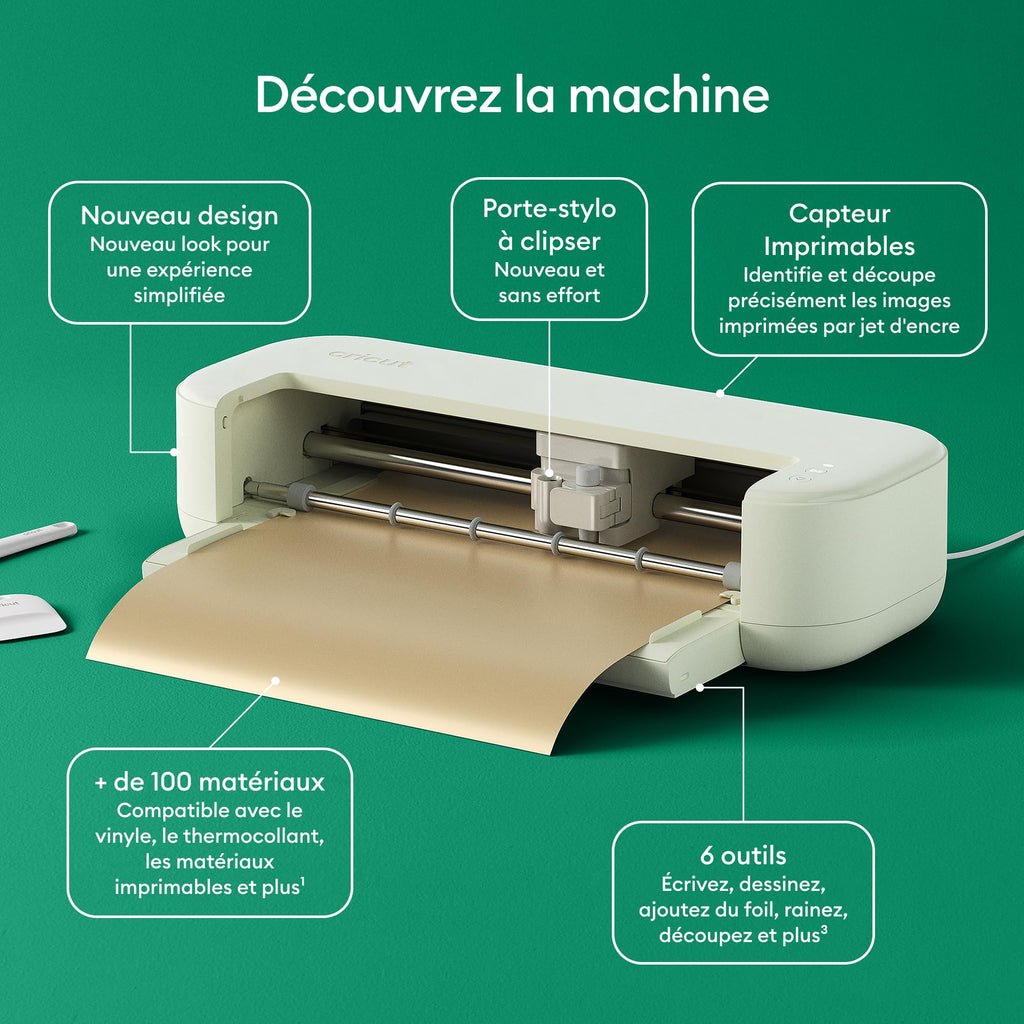 Machine de découpe Explore 5 8003088 Pack avec matériaux 30,5 cm Découpe 100 matériaux Smart Vinyl Smart Iron-On Presse à chaud