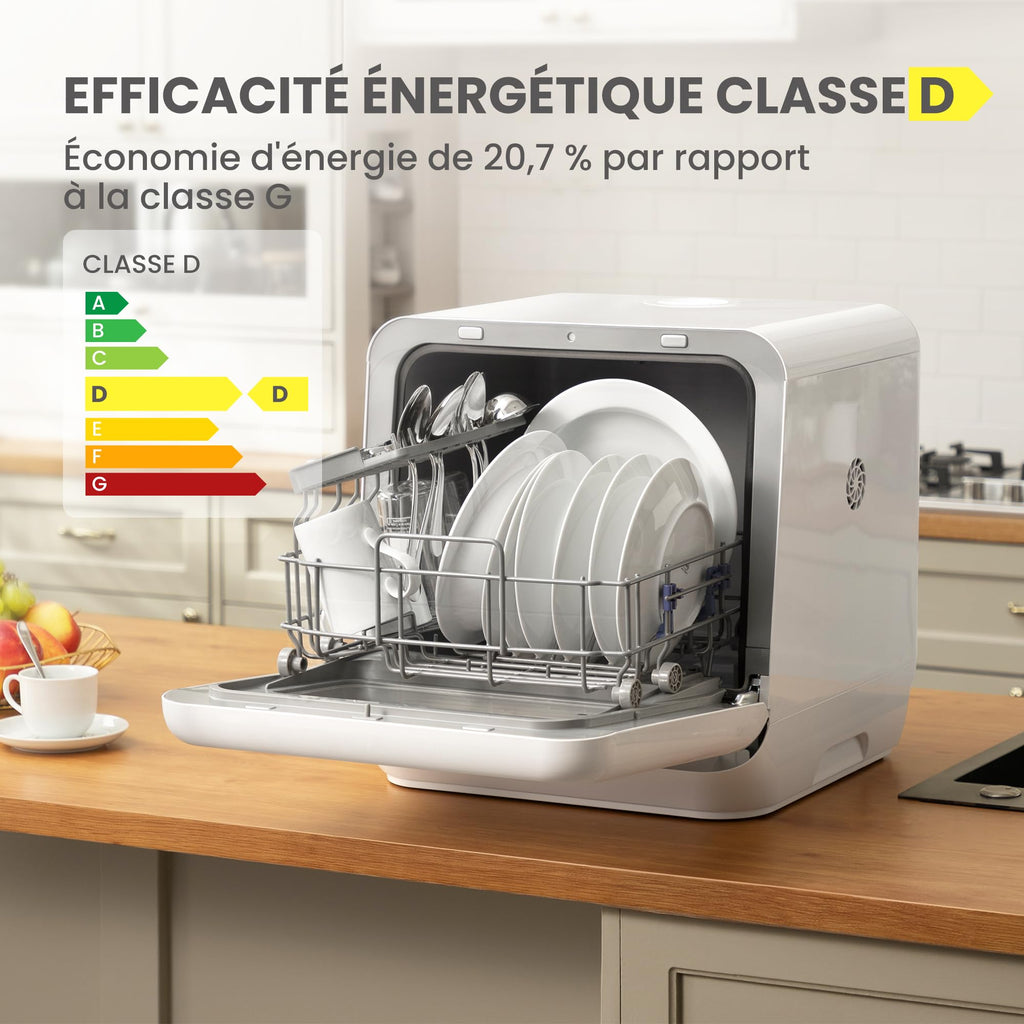 Lave-Vaisselle de Comptoir CDWMTO201D(W) 5 L 6 Programmes 220 V 58 dB Réservoir d'Eau Intégré Séchage Extra Blanc
