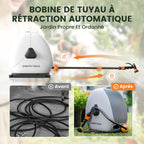 Enrouleur de tuyau d'arrosage rétractable NW40 40 m automatique avec base pivotante à 360° et buse 7 fonctions