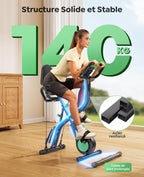 Vélo d’Appartement Pliable 5-en-1 TEB4 Résistance Magnétique 16 Niveaux Écran LCD Bluetooth Charge 140 kg 98,5 x 54 cm