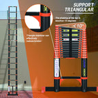 Échelle télescopique pliante DLT214E 4,7 m aluminium 150 kg 15 marches antidérapante orange multifonction