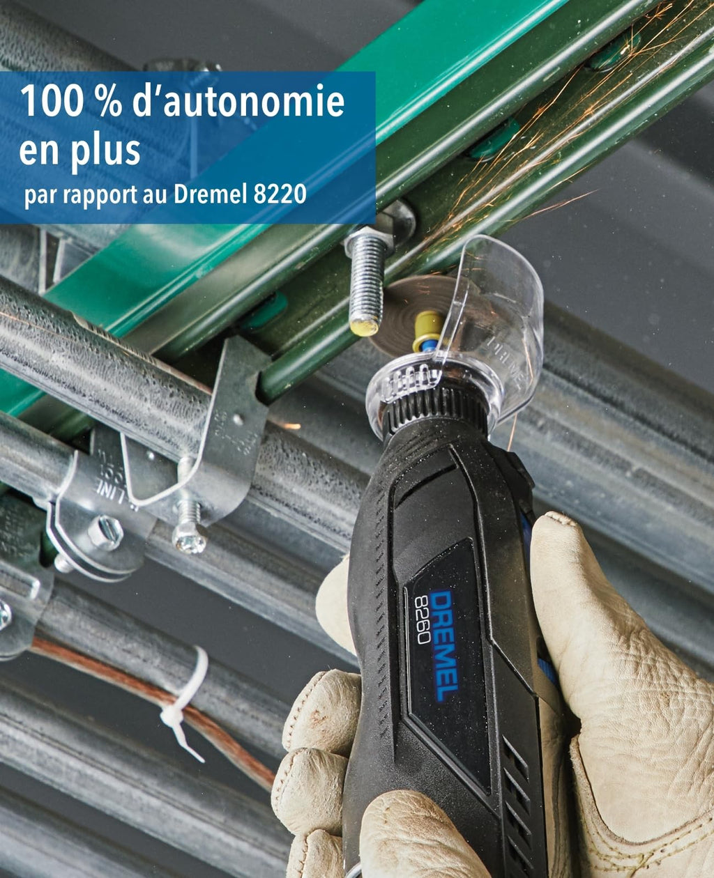 Outil rotatif sans fil 8260 12 V 3 Ah 5000 à 35000 tr/min moteur sans charbon 65 accessoires 5 adaptations 2 batteries