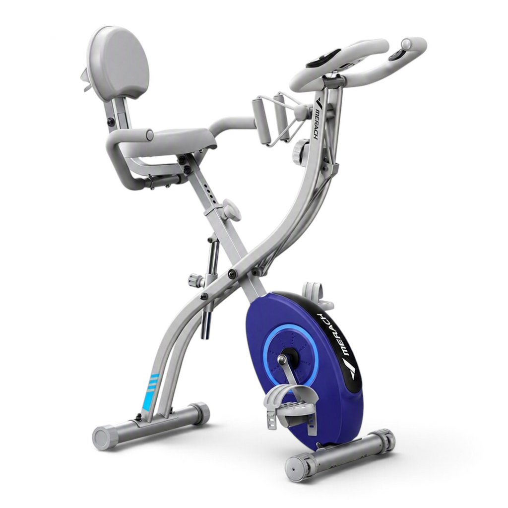 Vélo d’appartement pliable 4 en 1 MR-S15H1 résistance magnétique 16 niveaux écran LCD mesure du pouls avec bande de résistance