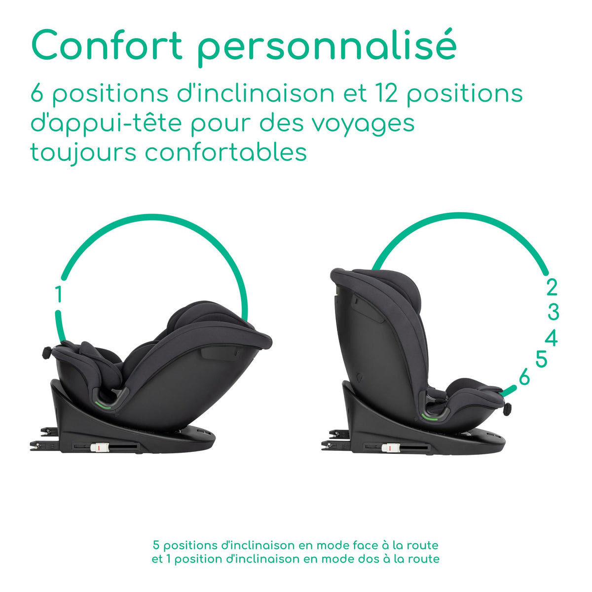 Siège auto pivotant 360° RevolveFix 360 i-Size 40 à 150 cm ISOFIX Top Tether harnais 5 points 6 inclinaisons 12 positions