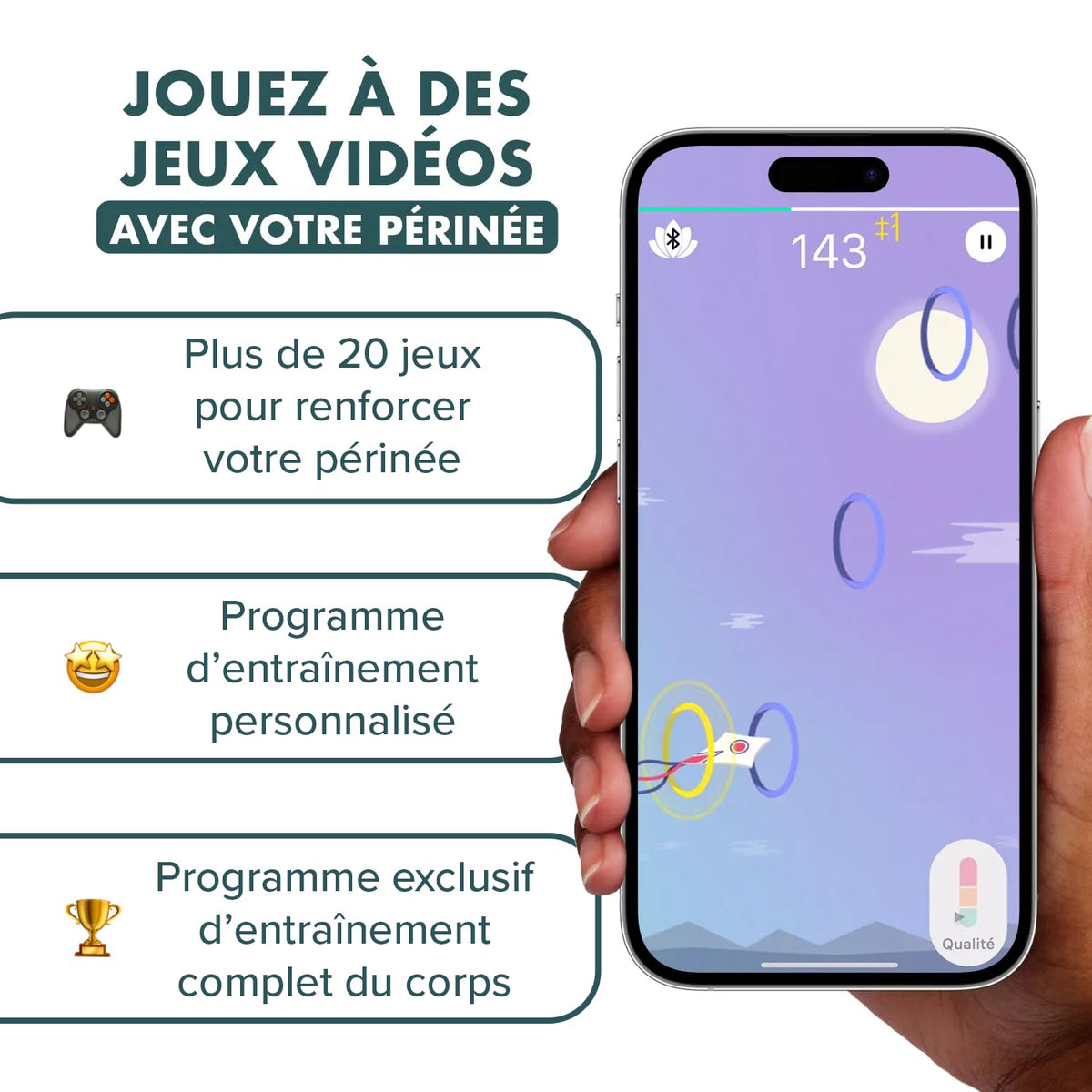 Sonde de rééducation périnéale Care+ double capteur biofeedback connecté exercices Kegel application post-partum