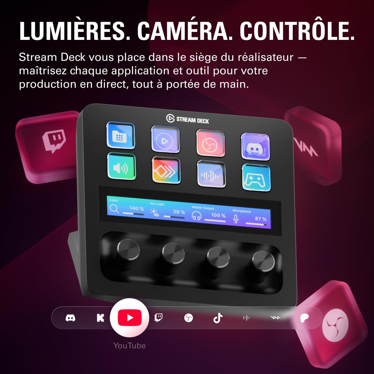 Stream Deck+ Console de Mixage Audio avec Touches LCD Boutons Rotatifs Ruban Tactile USB-C
