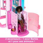 Maison de Poupée avec Accessoires HMX10 79 Pièces 10 Espaces de Jeu Toboggan 3 Étages et Piscine
