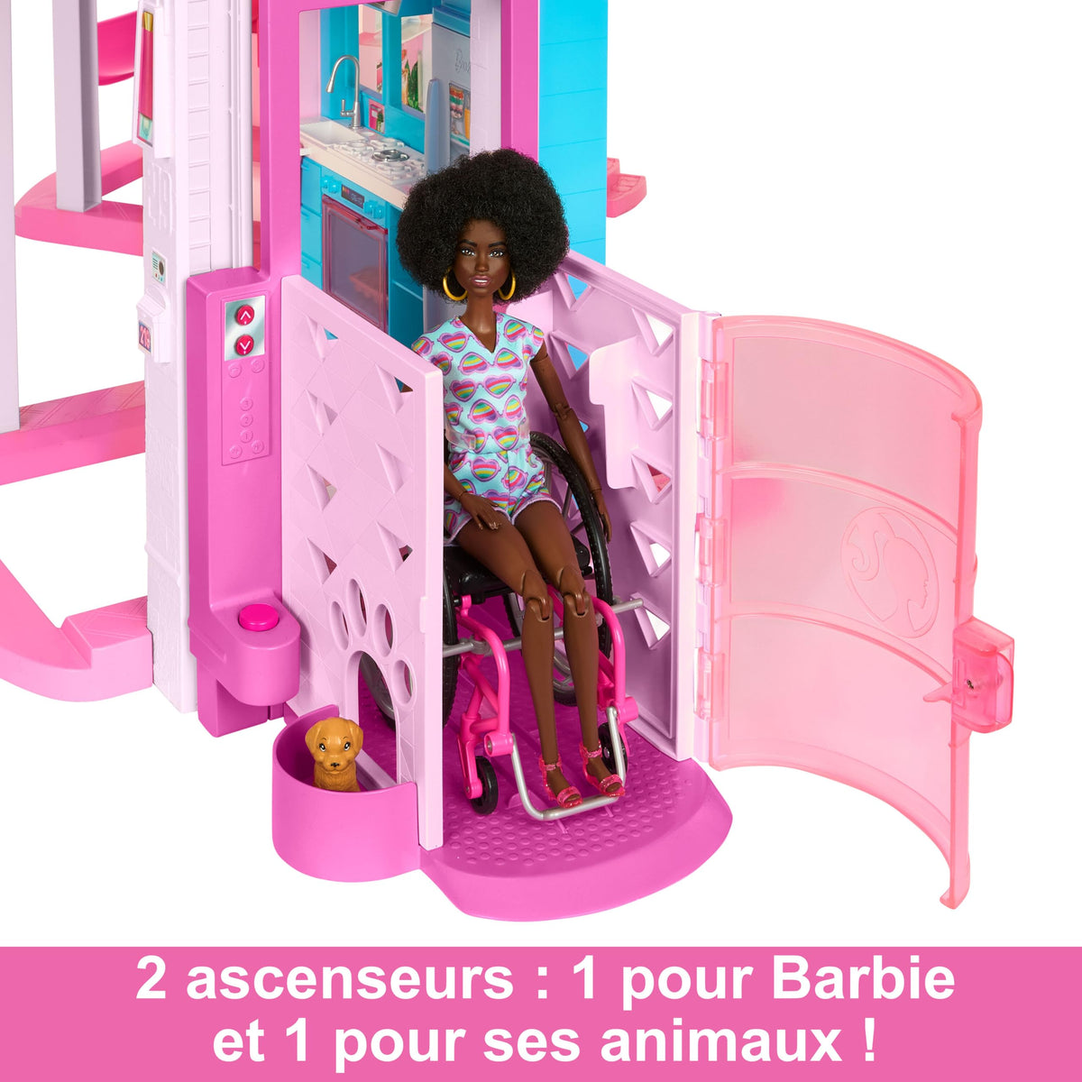 Maison de Poupée avec Accessoires HMX10 79 Pièces 10 Espaces de Jeu Toboggan 3 Étages et Piscine