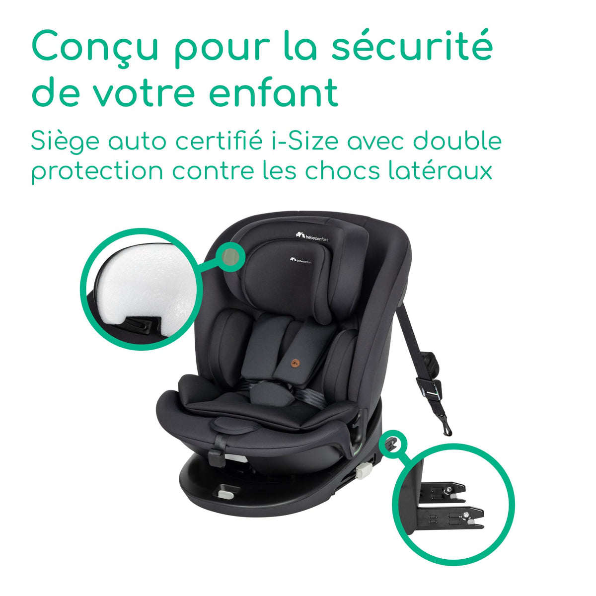 Siège auto pivotant 360° RevolveFix 360 i-Size 40 à 150 cm ISOFIX Top Tether harnais 5 points 6 inclinaisons 12 positions
