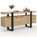 Buffet 180 cm Phoenix XXL 4 Portes 3 Tiroirs Bois et Noir 180 x 40 x 80 cm Étagères Réglables