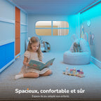 Lit mezzanine enfant 90x200 cm avec bureau intégré LLB-01 éclairage LED 5 rangements 3 étagères charge 100 kg