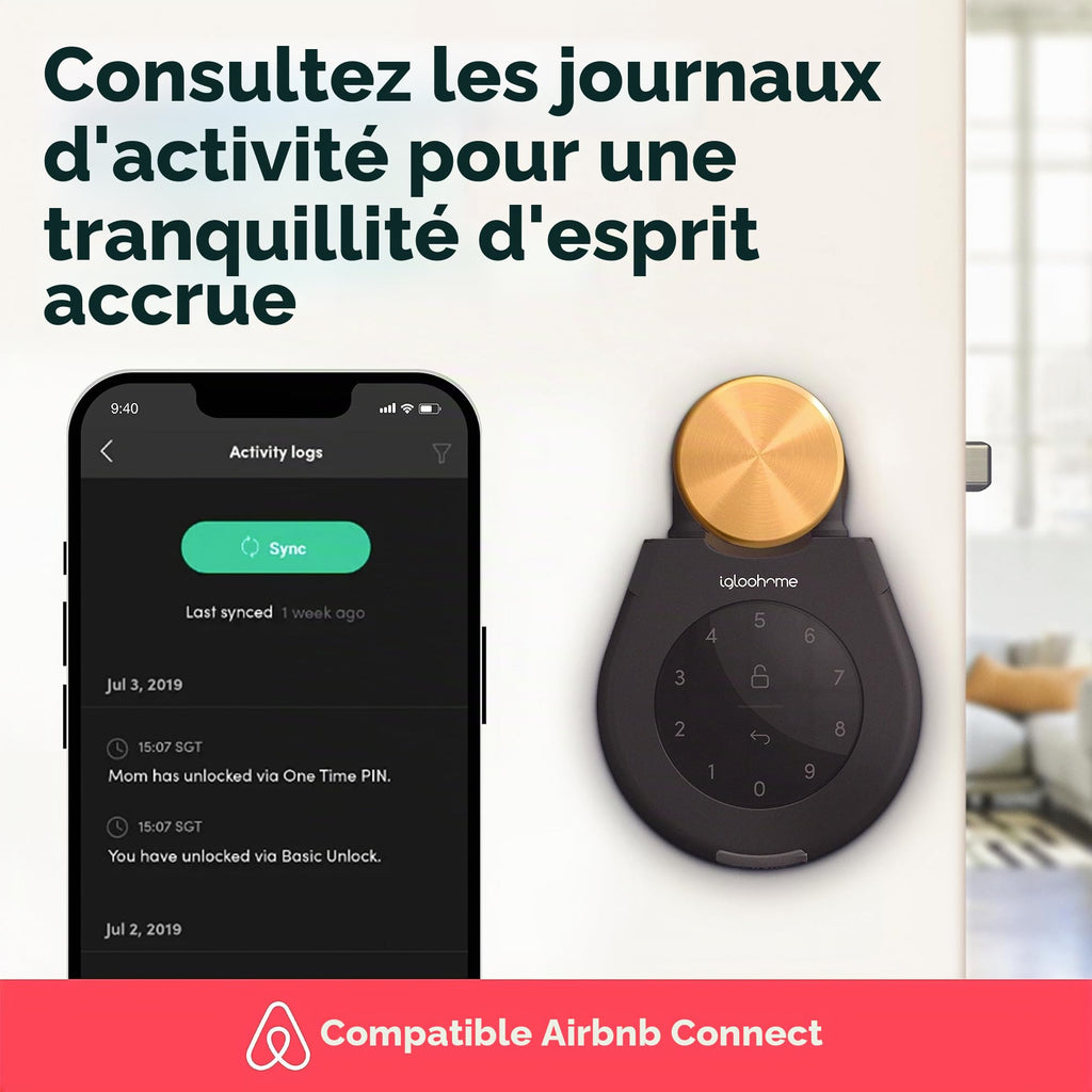 Boîte à clés connectée Keybox 3 avec codes PIN et Bluetooth IP67 acier allié fixation murale ou porte 11,4 x 11,6 x 3,8 cm
