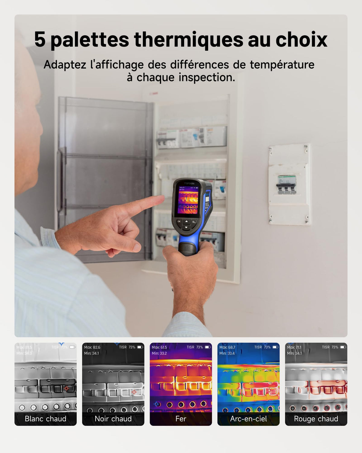 Caméra thermique infrarouge TC004 Mini-N TISR 320 × 240 25 Hz -20 à 550 °C Wi-Fi 8 Go analyse PC 5 palettes