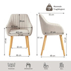 Chaises de salle à manger avec accoudoirs lot de 6 chaises rembourrées en polyester et velours avec pieds en bois beige