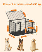 Cage pour chien XXL PPD003B01 122 x 74,5 x 80,5 cm acier allié 2 portes plateau amovible écart de 11 mm