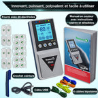Électrostimulateur musculaire Max 830 TENS EMS Massage 4 canaux 115 programmes 99 niveaux d'intensité 8 électrodes