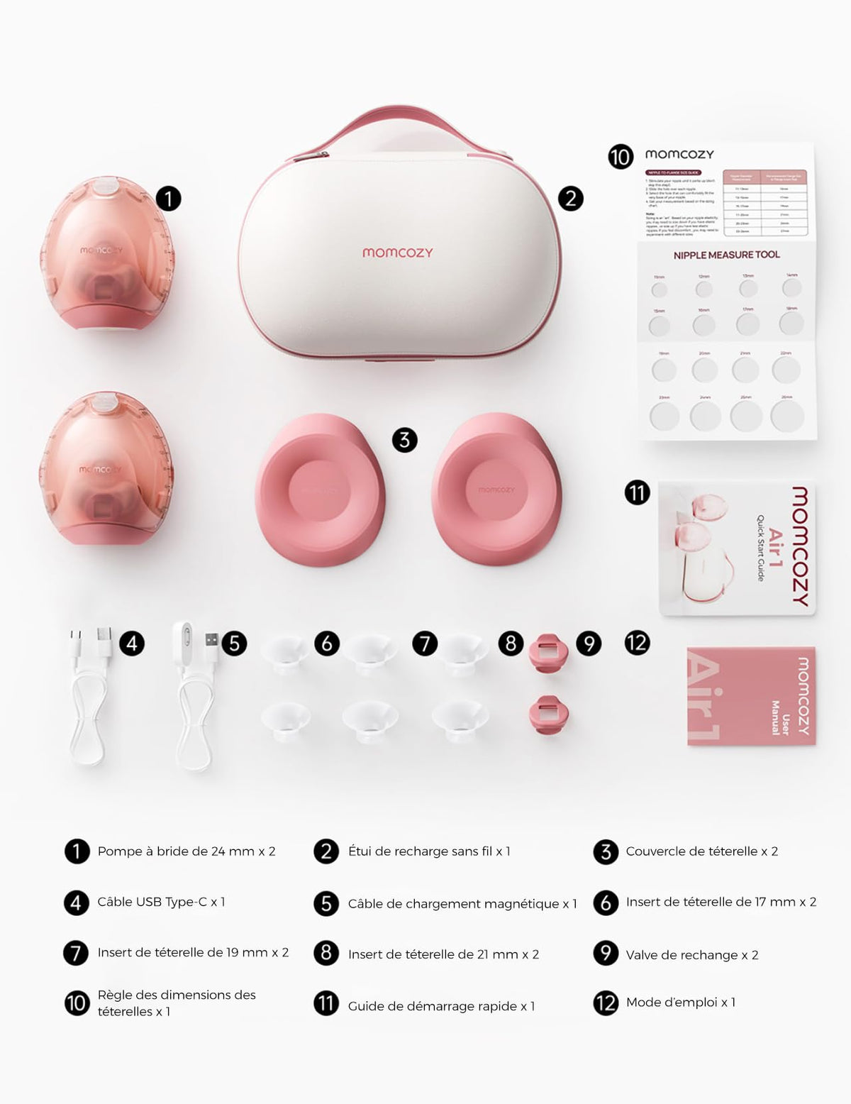 Tire-Lait Portable Air 1 Sans Fil Contrôle par Application 180 ml 45 dB Batterie Rechargeable Étui de Charge Sans Fil