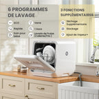 Lave-Vaisselle de Comptoir CDWMTO201D(W) 5 L 6 Programmes 220 V 58 dB Réservoir d'Eau Intégré Séchage Extra Blanc
