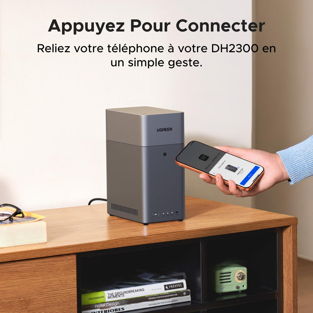 Serveur NAS 2 baies DH2300 4 Go RAM LAN 1GbE HDMI 4K NFC stockage jusqu'à 64 To sans disque