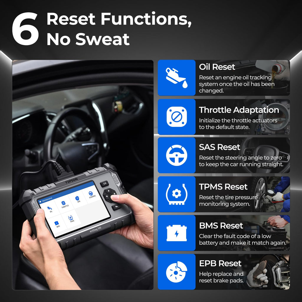 Valise diagnostic automobile OBD2 AD500 4 systèmes moteur transmission ABS SRS 6 réinitialisations écran 5 pouces Android 11