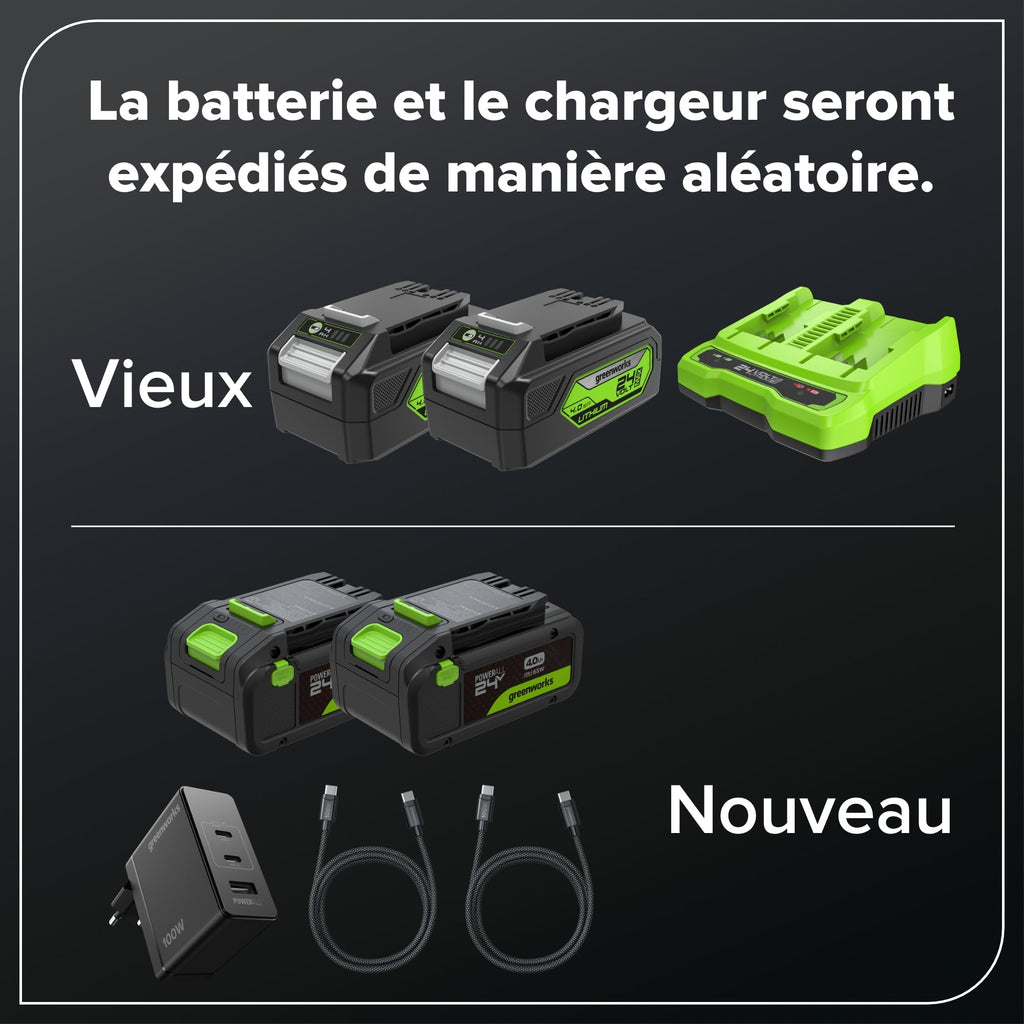Tondeuse à gazon sans fil GD24X2LM46SPK4X 48 V autotractée 46 cm sac 55 L 2 batteries 24 V 4 Ah chargeur double