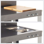 Desserte de Jardin Nova 110 Premium WT018T Acier 122 x 65 x 105 cm 2 Étagères 1 Tiroir Roulettes 50 kg Plancha Barbecue