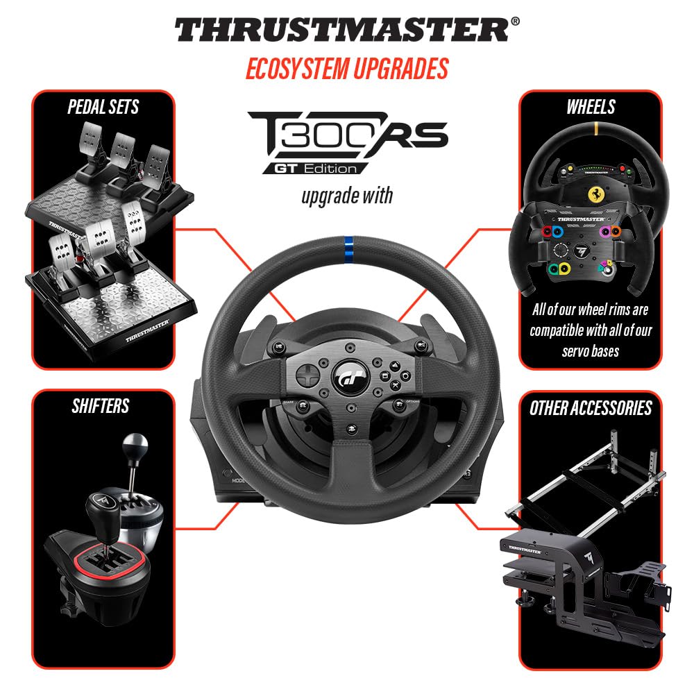 Volant de course à retour de force T300 RS GT pour PS5 PS4 et PC avec pédalier 3 pédales USB moteur brushless 16 bits
