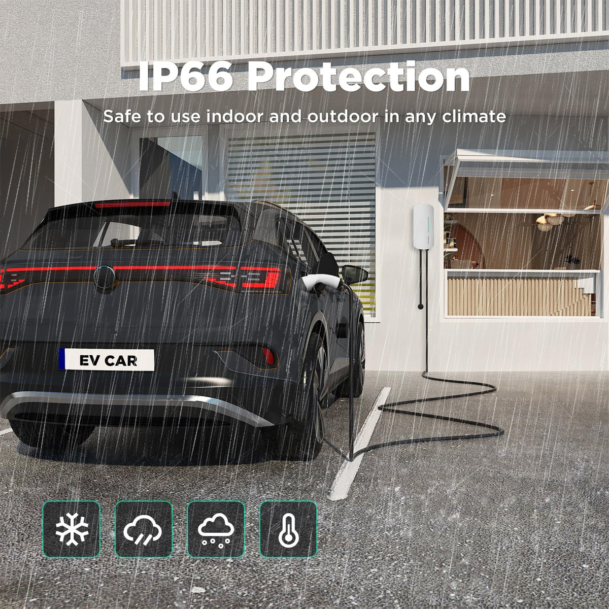 Station de Recharge Murale Type 2 YM30 7,4 kW 32 A Monophasé 230 V Câble 6 m RCD Type B 30 mA AC + 6 mA DC