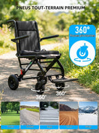 Fauteuil roulant pliable pour adultes 9 kg aluminium poignée télescopique roues PVC accoudoirs rabattables repose-pieds pliables noir