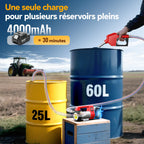 Pompe de transfert diesel sans fil 45 L/min 18 V batterie 4 Ah buse automatique tuyaux 2 m filtre pour gazole kérosène biodiesel