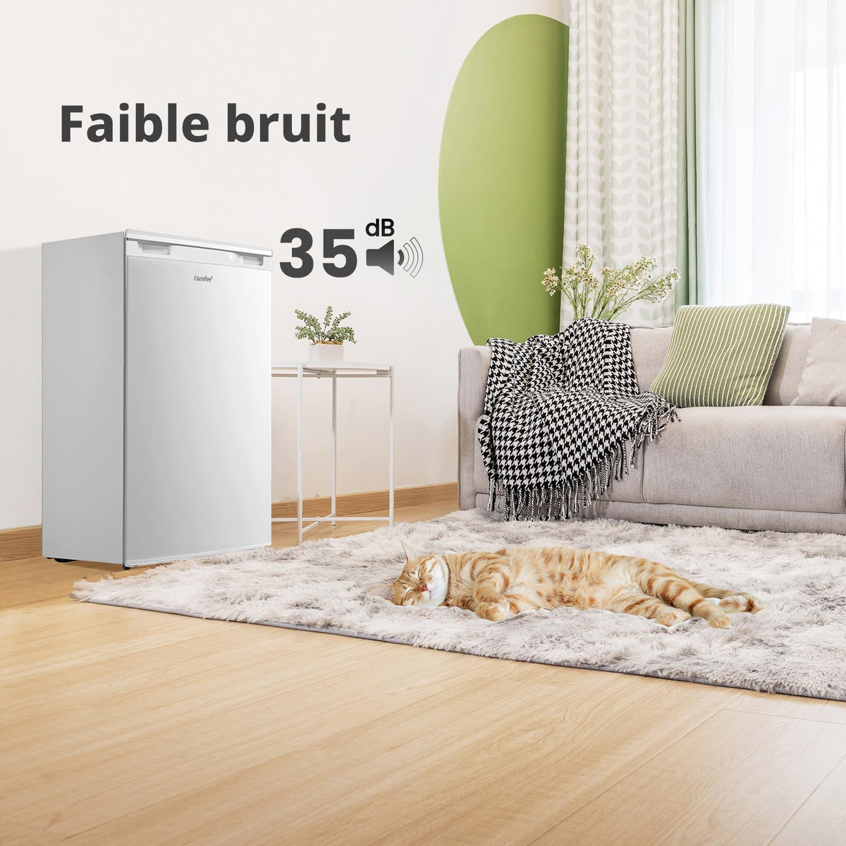 Réfrigérateur congélateur compact 113 L classe D congélateur 4 étoiles 16 L 35 dB 2 clayettes verre porte réversible blanc