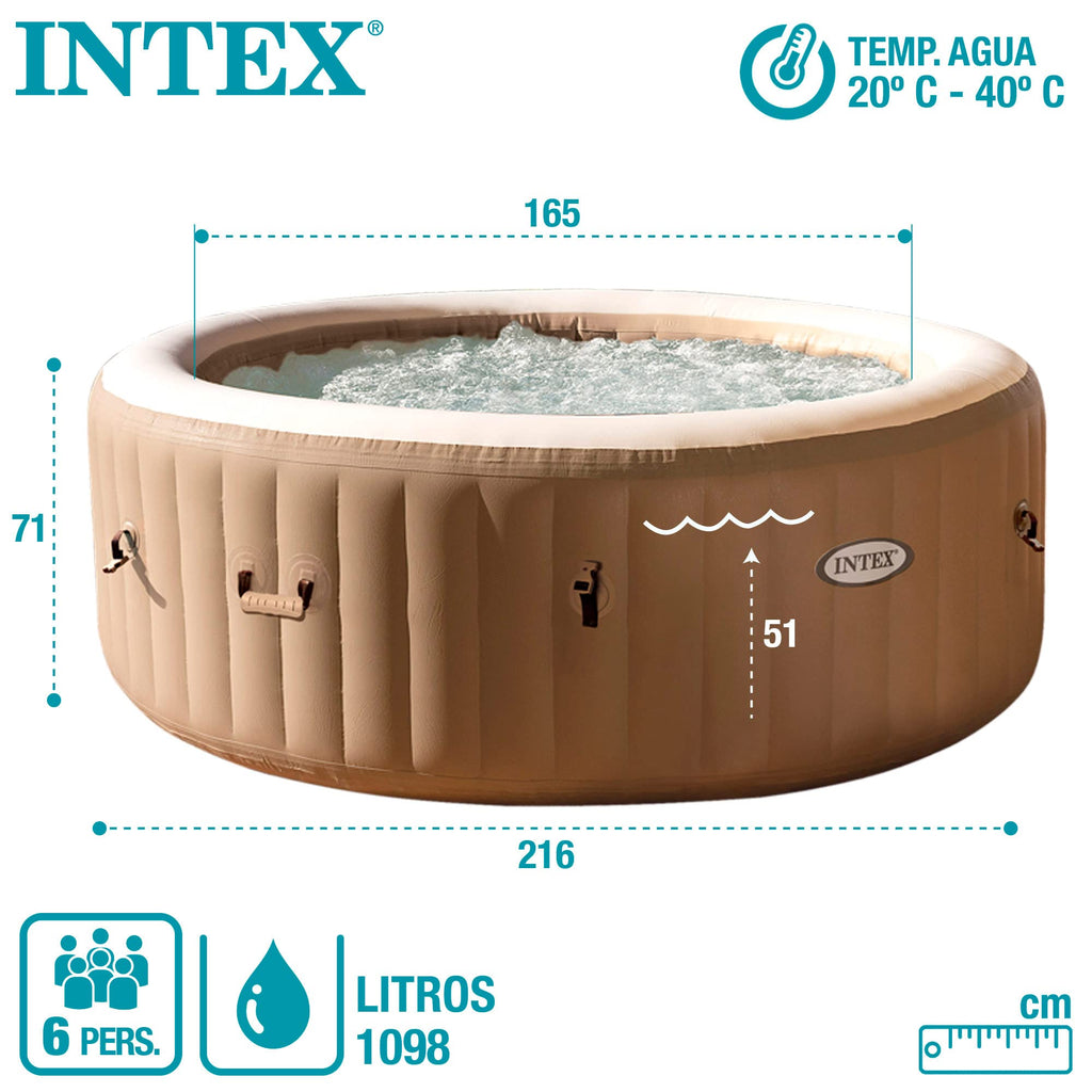 Pure Spa 6 Places à Bulles Sahara 28428EX 1098 L 140 diffuseurs à bulles 2,16 x 2,16 x 0,71 m 14 jets