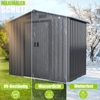Abri de Jardin en Métal 4,2 m³ 182 x 131 x 186 cm 2 Portes Coulissantes Fondation Toit à Pignon Aération Anthracite