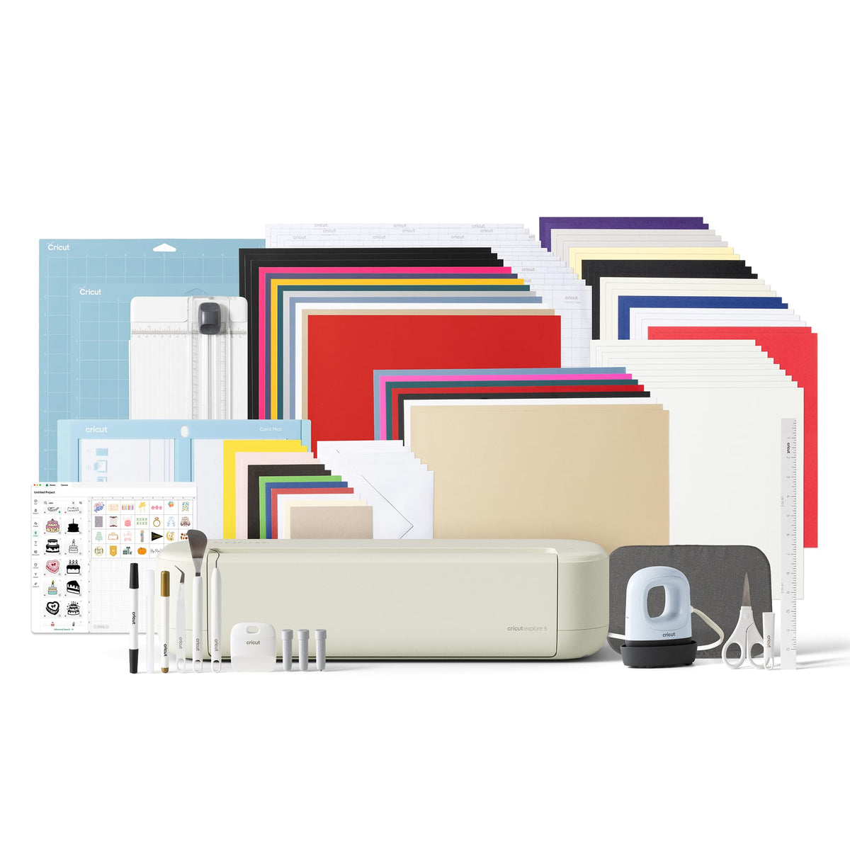 Machine de découpe Explore 5 8003088 Pack avec matériaux 30,5 cm Découpe 100 matériaux Smart Vinyl Smart Iron-On Presse à chaud