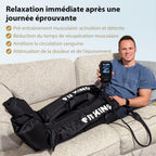 Bottes de pressothérapie pour jambes FT-082A-M taille M 4 chambres 8 niveaux de compression 50 à 120 mmHg écran LCD