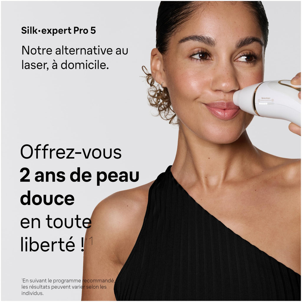 Épilateur à Lumière Pulsée PL5321 Silk·expert Pro 5 240 V 3 Têtes Pochette Rasoir Venus Blanc et Or