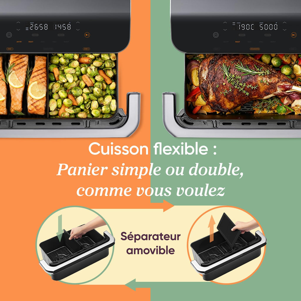Air Fryer TwinFry 10 L double résistance Dual Zone 2800 W 2 paniers de 5 L 240 °C