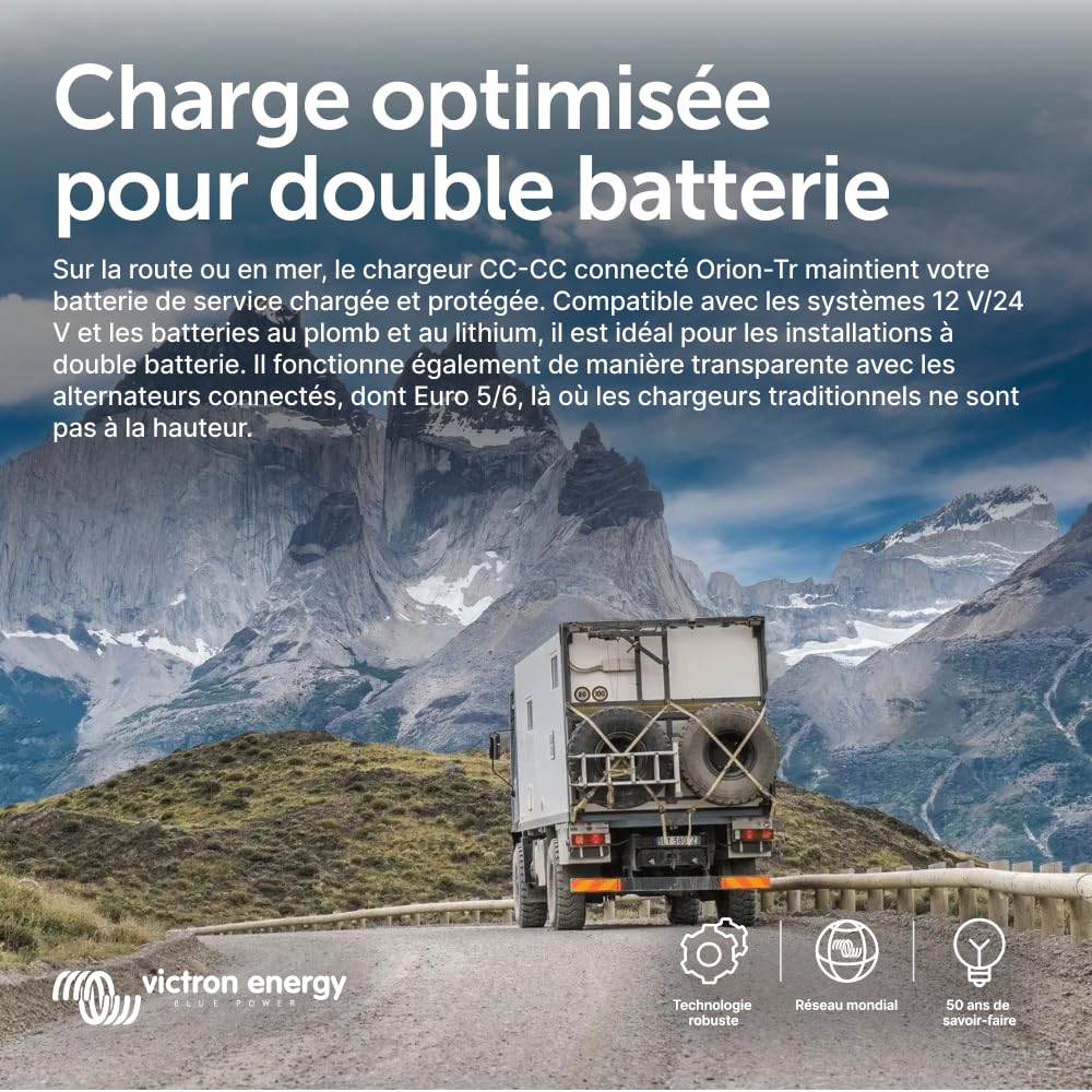 Chargeur CC-CC Orion-Tr Smart 12/12 V 30 A 360 W non isolé Bluetooth IP43 pour batteries plomb-acide et lithium
