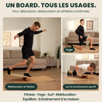Planche d'équilibre en bois antidérapante pour entraînement équilibre posture proprioception charge maximale 120 kg kit complet