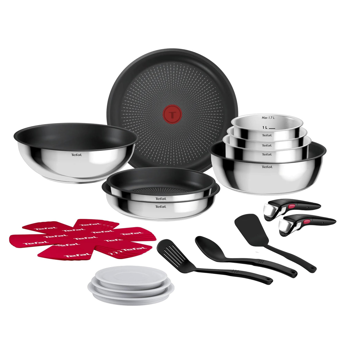 Batterie de cuisine Ingenio Comfort Max 20 pièces L966SK44 antiadhésive induction poignées amovibles poêles casseroles wok