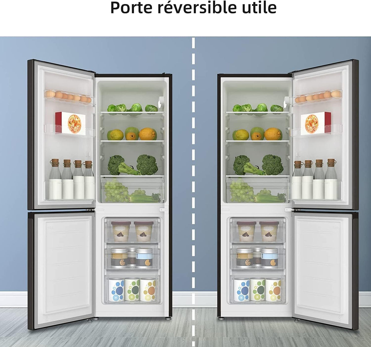 Réfrigérateur combiné 157 L FBM157L42 Low Frost 2 portes congélateur inférieur 48 L noir 47,4 x 49,5 x 144 cm