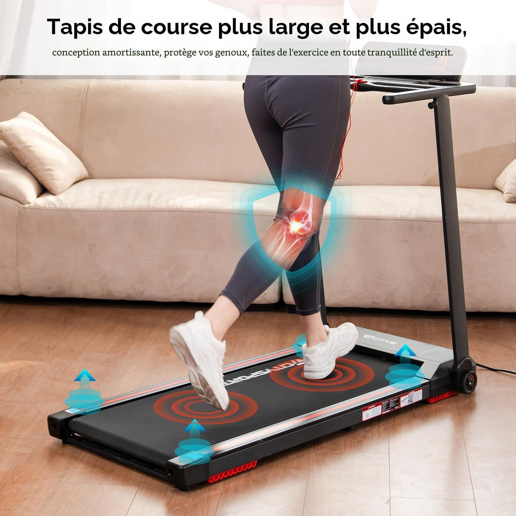 Tapis de course pliable CS-WP9 1400 W 12 km/h capacité 120 kg affichage LED Bluetooth support tablette