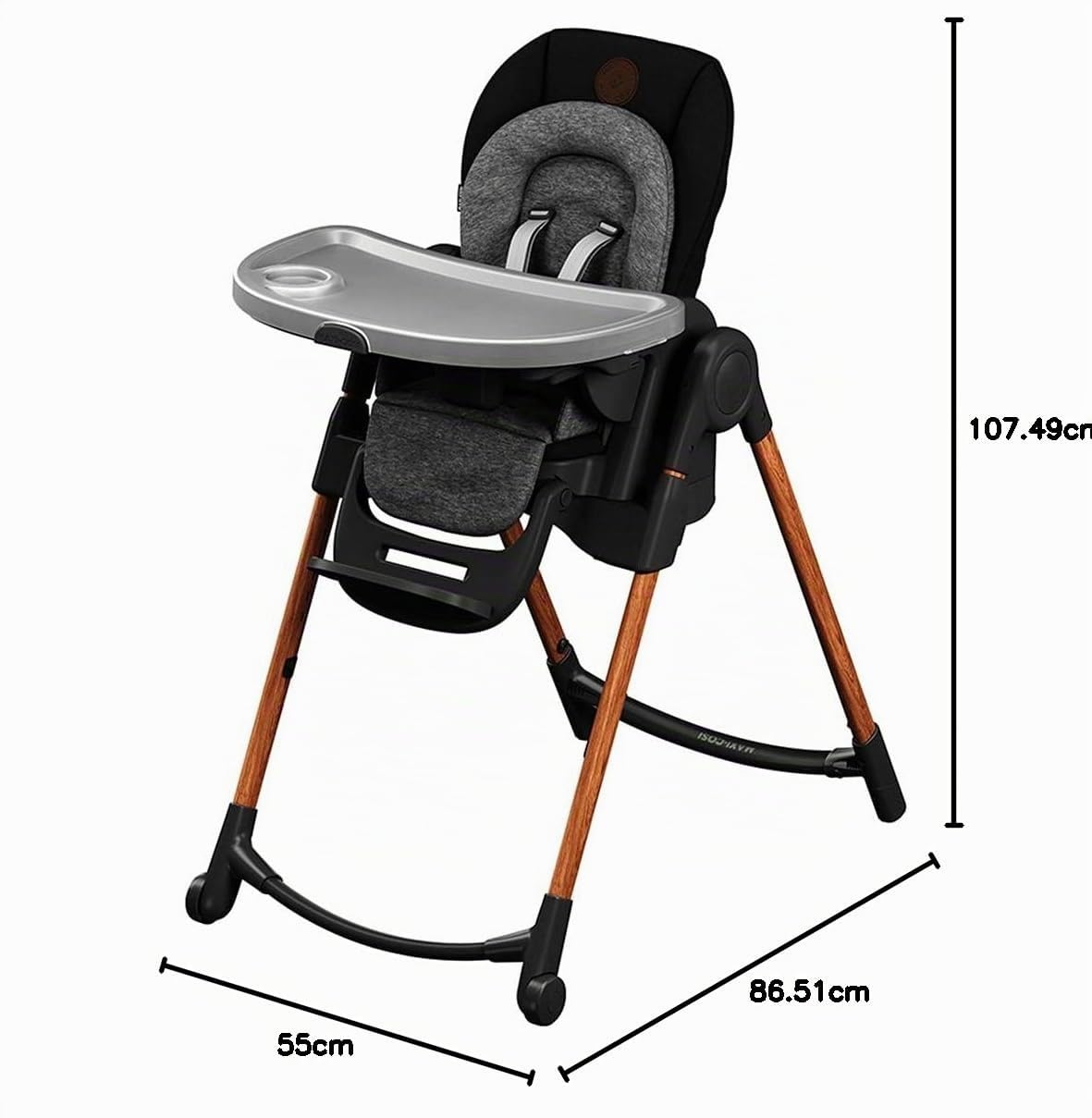 Chaise haute évolutive 6-en-1 Minla 2713750110 de la naissance à 14 ans 60 kg 9 hauteurs 5 inclinaisons plateau réglable et pliable