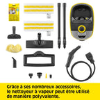 Nettoyeur Vapeur SC 5 Deluxe Signature Line 2250 W 1,3 L Chauffe 3 min Fonction VapoHydro Kit Nettoyage des Sols Brosses Buses