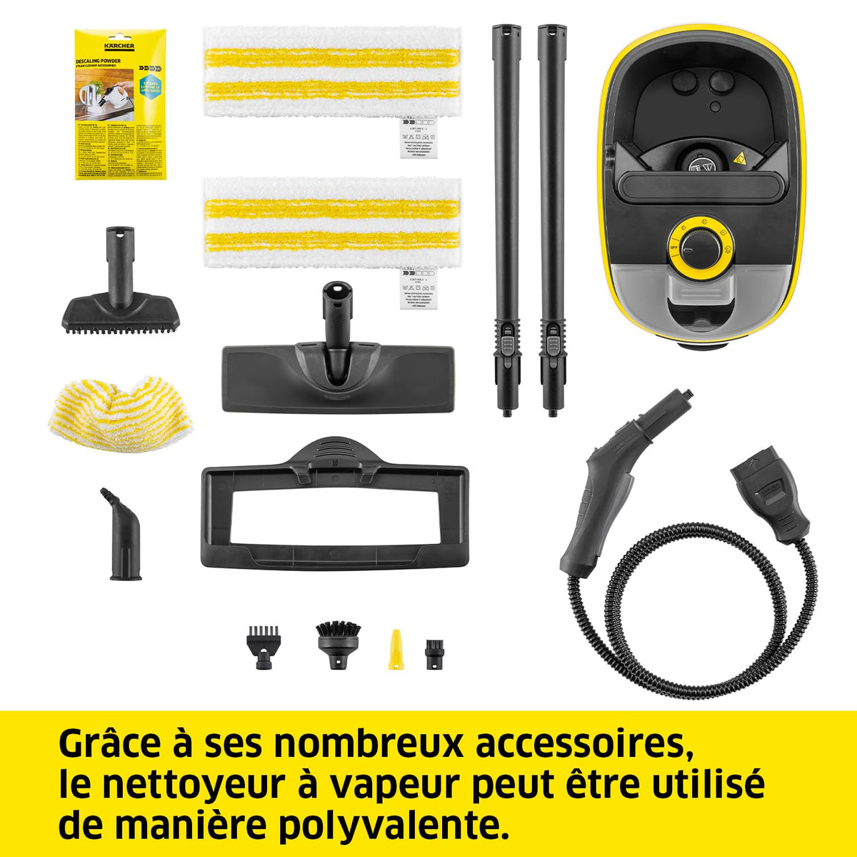 Nettoyeur Vapeur SC 5 Deluxe Signature Line 2250 W 1,3 L Chauffe 3 min Fonction VapoHydro Kit Nettoyage des Sols Brosses Buses