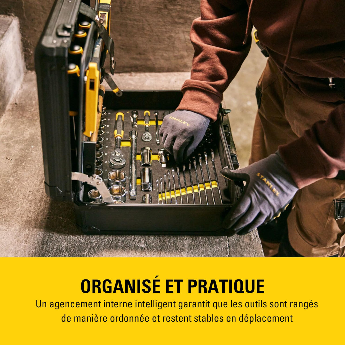Valise d'outillage 142 pièces STMT98109-1 aluminium 6 compartiments pinces clés tournevis douilles cliquets marteau scie