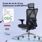 Chaise de Bureau Ergonomique en Maille M57 avec Support Lombaire Réglable Inclinaison 90 à 126° Charge 150 kg
